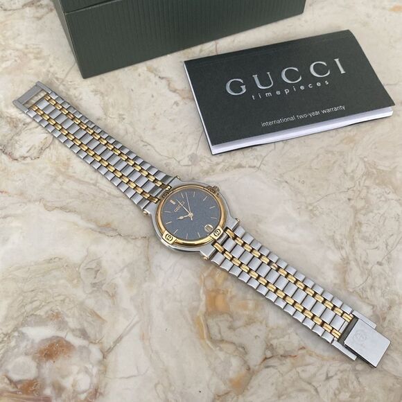 Vintage GUCCI 9000M Gold Plated & Stainless Steel Wristwatch - Unisex - Picture 8 of 16